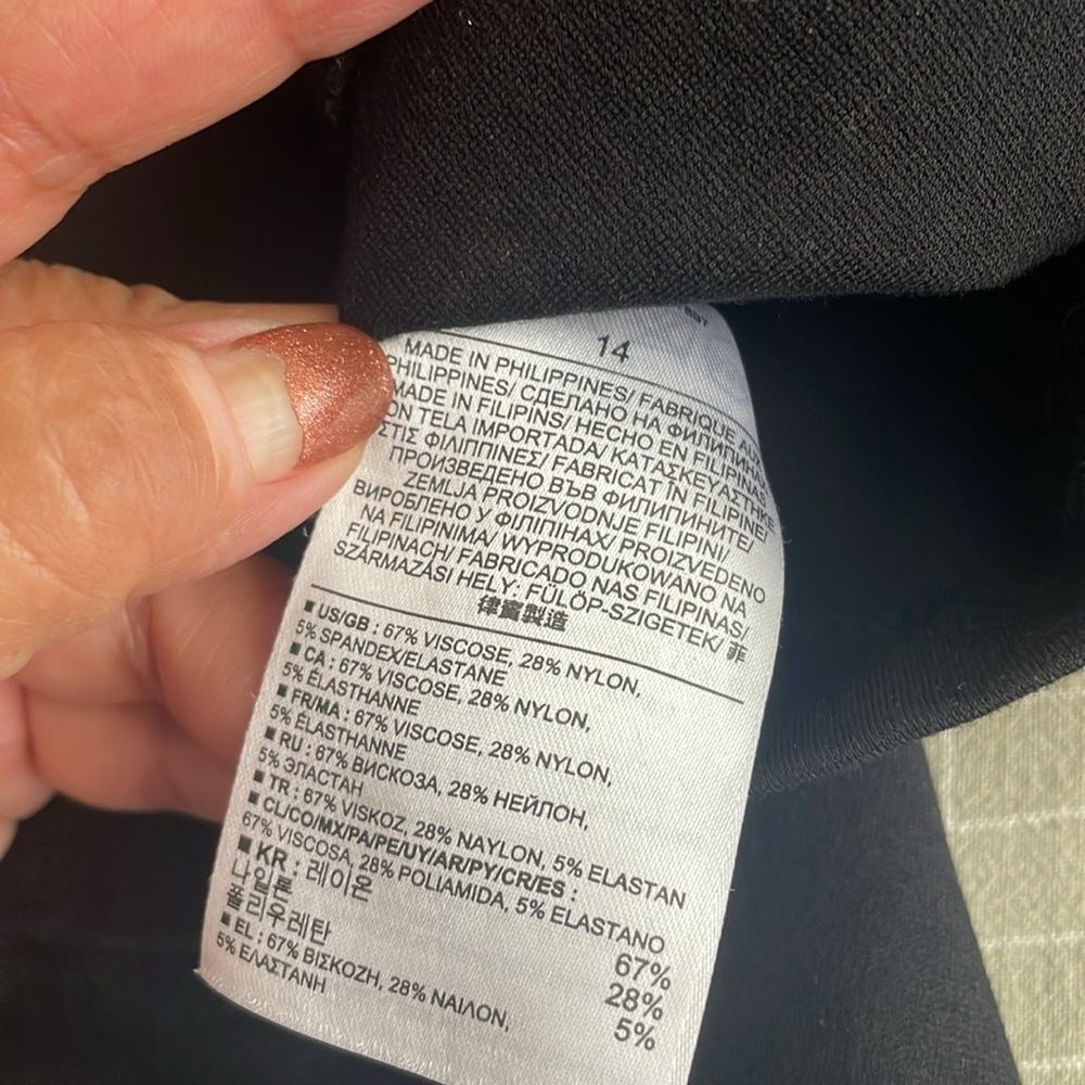 Banana Republic Black A-Line Dress 3/4 Sleeve Crew Neck - Picture 8 of 8